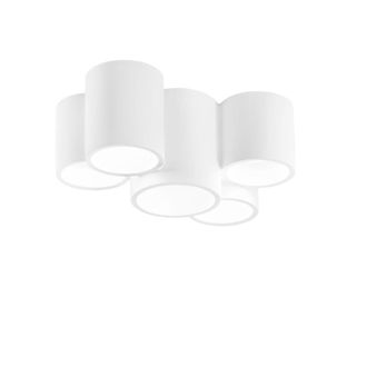 Luce-Ambiente-Design Pl&agrave;fon de yeso blanco pintable con cinco luces 30x14x20 cm