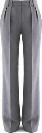 Jil Sander High-Waisted Pleated Wide-Leg Broeken - Dames - Straight fit broeken - Grijs - M - Wol - Broeken