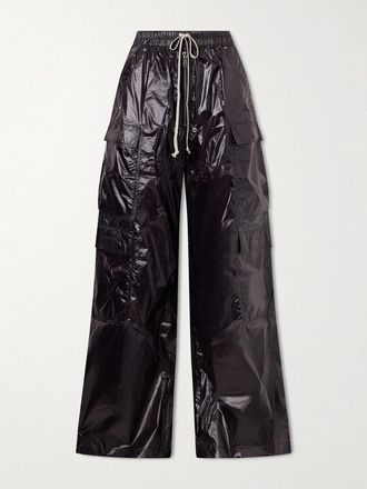 Rick Owens Pantaloni Cargo A Gamba Larga In Shell Jumbo Belas - Nero