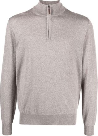 Canali zip-detail merino jumper - men - Merino - 56 - Brown