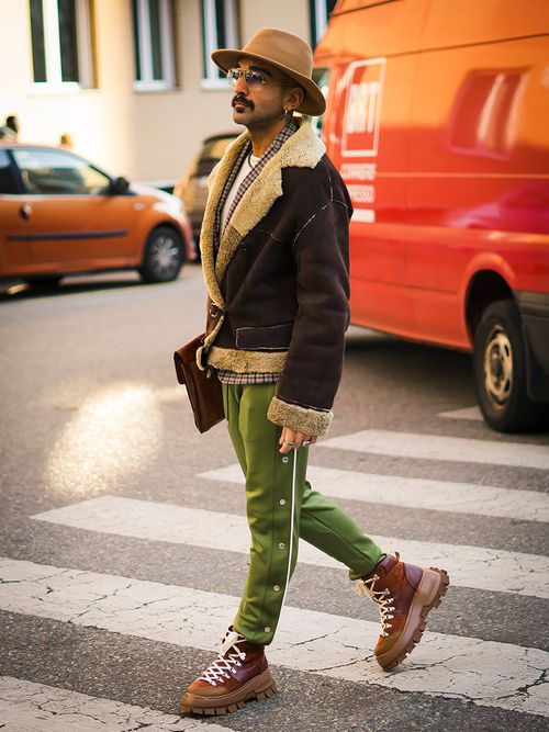 Streetstyle Menswear: braune Lederjacke Winter