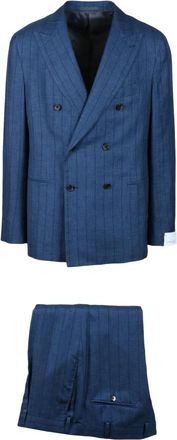 Caruso Wol Linnen Zijde Heren Jurk - Heren - Business pakken - Blauw - L - Wol - Kostuums
