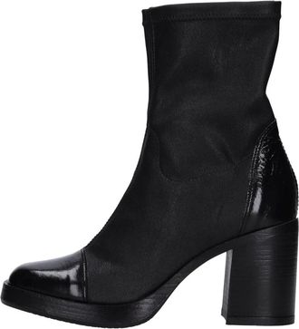 Mjus Laarzen - Dames - Laarzen met Hak - Zwart - 39 EU - Leer - Schoenen