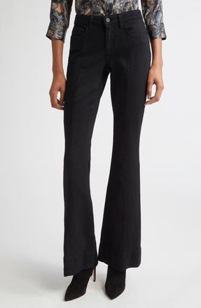 L'agence Lenora Front Seam Flare Leg Jeans in Noir at Nordstrom, Size 23