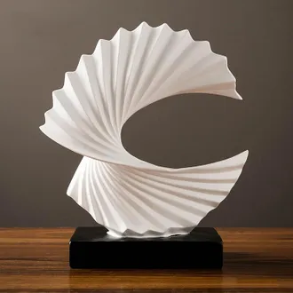 OEM Scultura Astratta Modern Day Accents, Base Nera, Onda Oceanica, Decorazione Da Tavolo Per La Casa, Elegante Complemento DArredo Per Soggiorno, Camera 