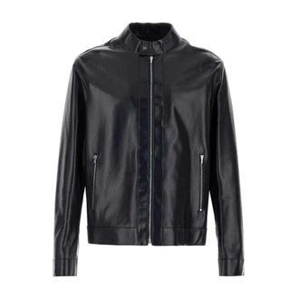 Fendi Leather Bomber Jacket - male - Fendi - Leather Jackets - Blue - 2XL - Jackets