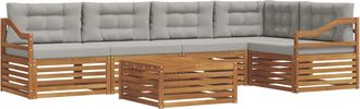 vidaXL Conjunto De Sof&aacute;s De Exterior 6 Uds. Gris Natural Y Claro Vidaxl