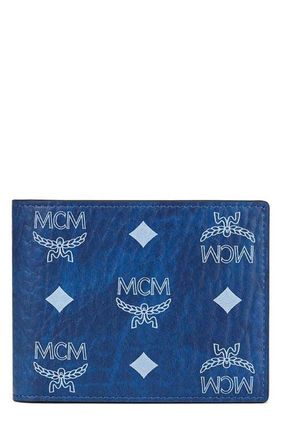 MCM Aren Bifold Wallet w/ Card Case in Visetos in Blue at Nordstrom