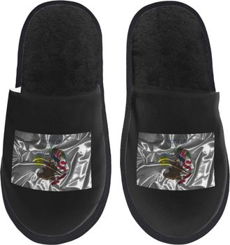 Generic Home Slippers Silk Style Flag Of Illinois Fluffy Slippers Casual Warm Slipper For Bedroom Spa Party L