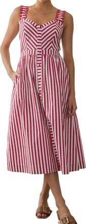 Skies Are Blue Clothing United We Stand Stripe Midi Dress In Red