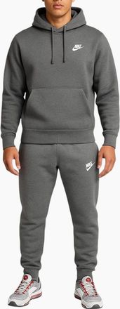 Nike Mens Charcoal Club Hooded Fleece Tracksuit - Size X-Large