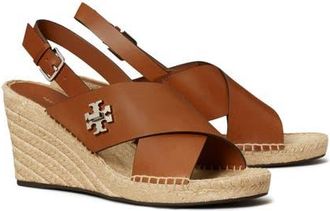 Tory Burch Turnlock Espadrille Slingback Platform Wedge Sandal in Classic Cuoio at Nordstrom, Size 10.5