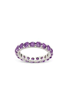 Sterling Forever Gracie Cubic Zirconia Eternity Ring in Silver/Amethyst at Nordstrom, Size 10