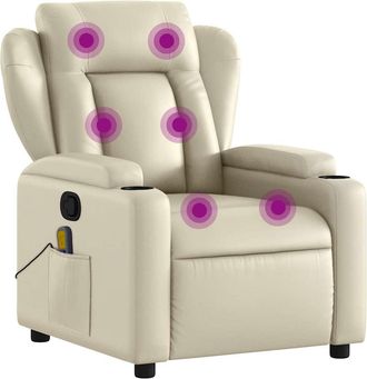 vidaXL Vidaxl - Sill&oacute;n Reclinable De Masaje Cuero Sint&eacute;tico Crema