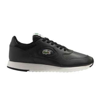 Lacoste Heren Linetrack Leren Hardloopschoenen (Zwart/Off White)