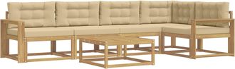 vidaXL Conjunto De Sof&aacute;s De Exterior 6 Uds. Y Beige Poli&eacute;ster Vidaxl