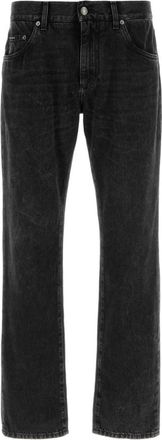 Dolce & Gabbana Black Straight Leg Logo Jeans
