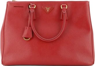 Prada Double Zip Lux Saffiano Leather Large tote bag - Rood