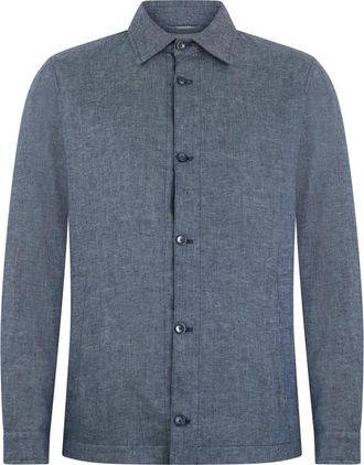 Herno Shirt-cut Linnen Jas - Heren - Casual Overhemden - Blauw - XL - Linnen - Overhemden