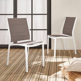 Sweeek Pair Of Stackable Aluminium Garden Chairs in White