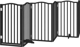 vidaXL Puerta Para Perros Plegable 6 Paneles Madera &Aacute;lamo Negra 300 Cm Vidaxl