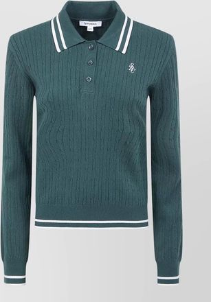 Sporty & Rich knit long sleeve polo contrast collar