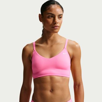Nike Womens Swim Effortless Essential V-Neck Midkini in Pink | NESSF241-663
