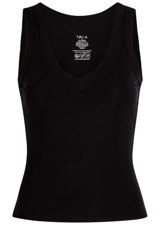 Tala 365 Ribbed V-neck Stretch-modal Vest - Black - S (UK8-10 / S)