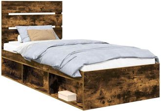 vidaXL Estructura De Cama Con Cabecera Roble Ahumado 100 X 200 Cm Vidaxl