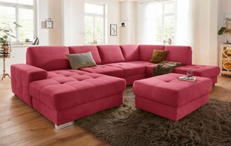 Sit&more Wohnlandschaft »Santorini U-Form« mit Federkern und Sitztiefenverstellung, wahlweise mit Bettfunktion