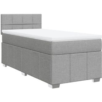 vidaXL Cama Box Spring Con Colch&oacute;n Tela Gris Claro 90x190 Cm Vidaxl