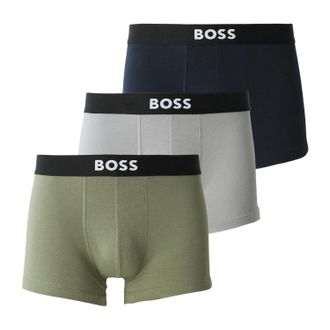 HUGO BOSS Boxershorts met logo voor heren (set van 3) (Olijfgroen/Grijs/Marineblauw)