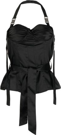 Rokh bustier-detail halterneck top - women - Polyester - 36 - Black