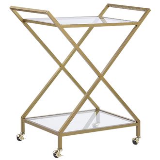 Beliani Beliani - Carrito De Cocina Marco De Metal Dorado Cristales Reflectantes Ruedas Bloqueables Glamuroso Ivera