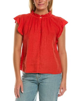 Velvet Semira Short Sleeve Woven Linen Top