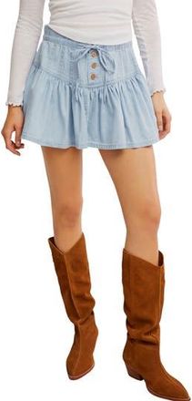Free People Roselle Drawstring Denim Miniskirt in Going Steady at Nordstrom Rack, Size X-Large