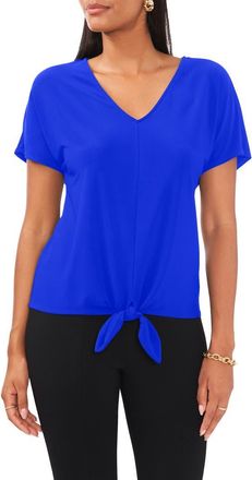 Chaus Tie Front V-Neck Top in Goddess Blue at Nordstrom, Size Small