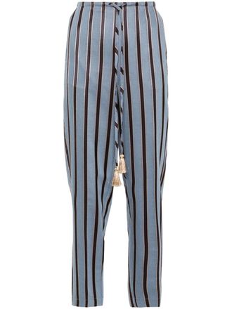 Forte_Forte striped tapered trousers - women - Viscose/Polyester/Virgin Wool - I - Blue