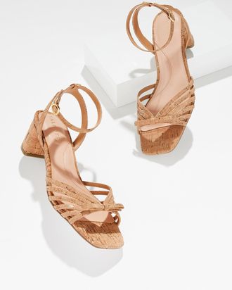 Talbots Lily Strappy Block Heel Sandals - Cork - Natural/Gold - 10 1/2 M Talbots