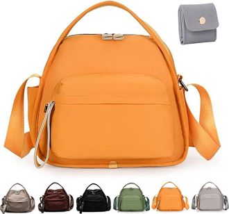 Generic Veluna Shoulder Bag, Top Handle Purses for Women, Lightweight Solid Color Nylon Crossbody Bags, Large Capacity (Yellow)