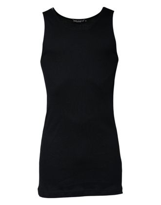 Dolce & Gabbana Mens Black Cotton Sleeveless Round Neck Tank T-Shirt