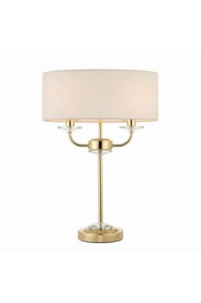 Netlighting Nixon 2 Light Table Lamp Brass Crystal Glass E14 in Gold