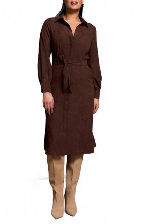 Tribal Long Sleeve Shirt Dress In Cocoa