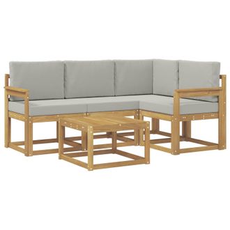 vidaXL Conjunto De Sof&aacute;s De Exterior 5 Pcs Blanco Y Gris Claro Vidaxl