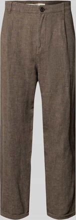 Selected Relaxed Fit Stoffhose aus Leinen-Baumwoll-Mix Modell RON in Schoko, Gr&ouml;&szlig;e 30/32