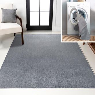 Jonathan Y Designs Twyla Classic Solid Low-Pile Machine-Washable Area Rug in Gray at Nordstrom, Size 3Ft 0In X 5Ft 0In