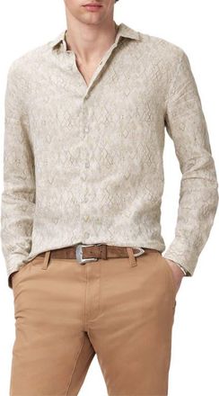 John Varvatos Thompsom Linen Button-Up Shirt in Light Khaki at Nordstrom, Size X-Large