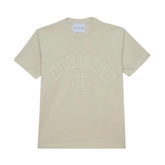 John Richmond T-Shirts, male, Beige, Size: XL Cotton T-shirt with Front Logo