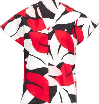 Marni geometric print cap sleeve boxy top