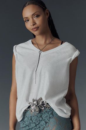 Pilcro The Bennie Cotton-Slub V-Neck Short-Sleeve Tee by Pilcro